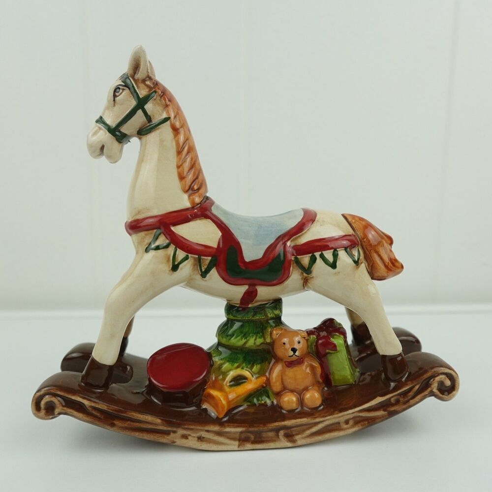 Christmas White Ceramic Rocking Horse